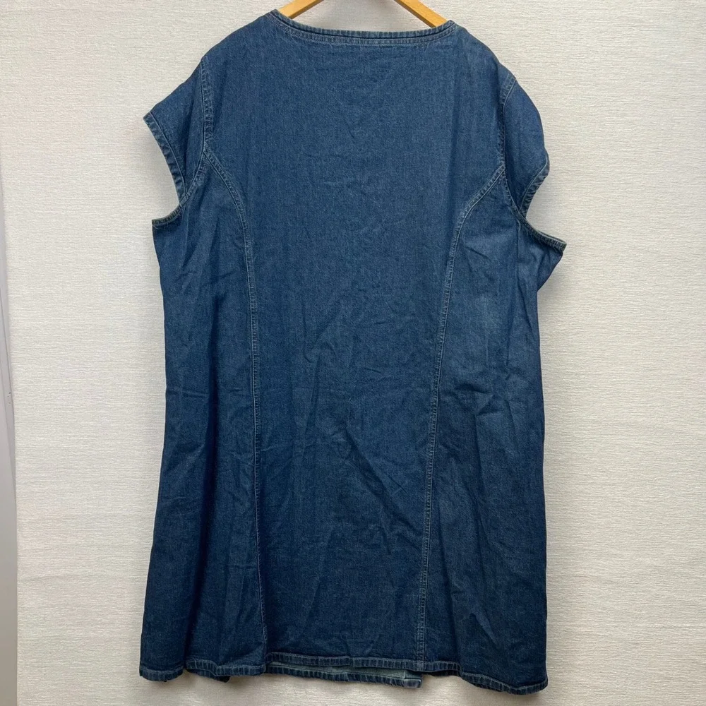 VTG 90s Carolina Blues Plus Denim Wrap Dress 28W Short Sleeve V Neck Tie Waist - Picture 8 of 8